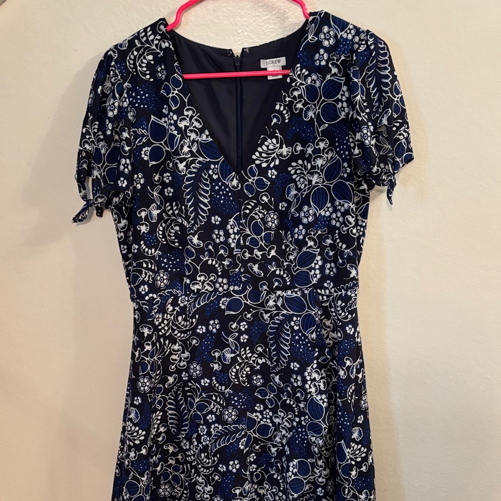 J. Crew Navy and White Floral Dress